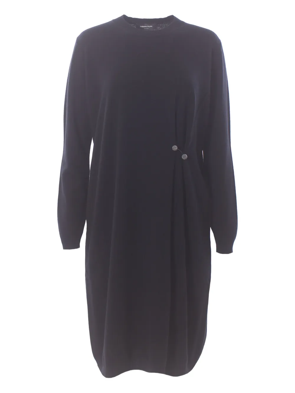 Fabiana Filippi Pin-detail Wool Mini Dress In Black