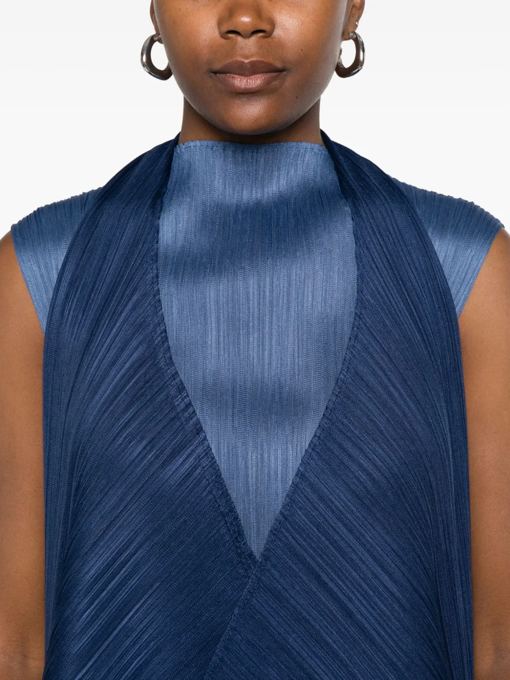 Issey Miyake Pleated One-shoulder Top In Blue