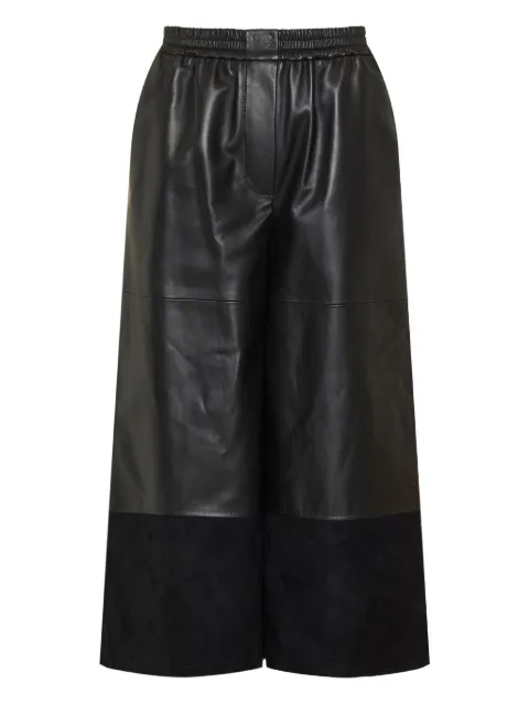 LOEWE pantalones de piel con cintura elástica