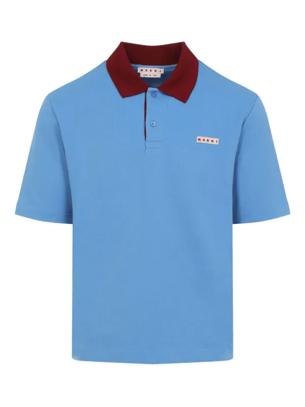 Marni contrast-collar Polo Shirt | Blue | FARFETCH