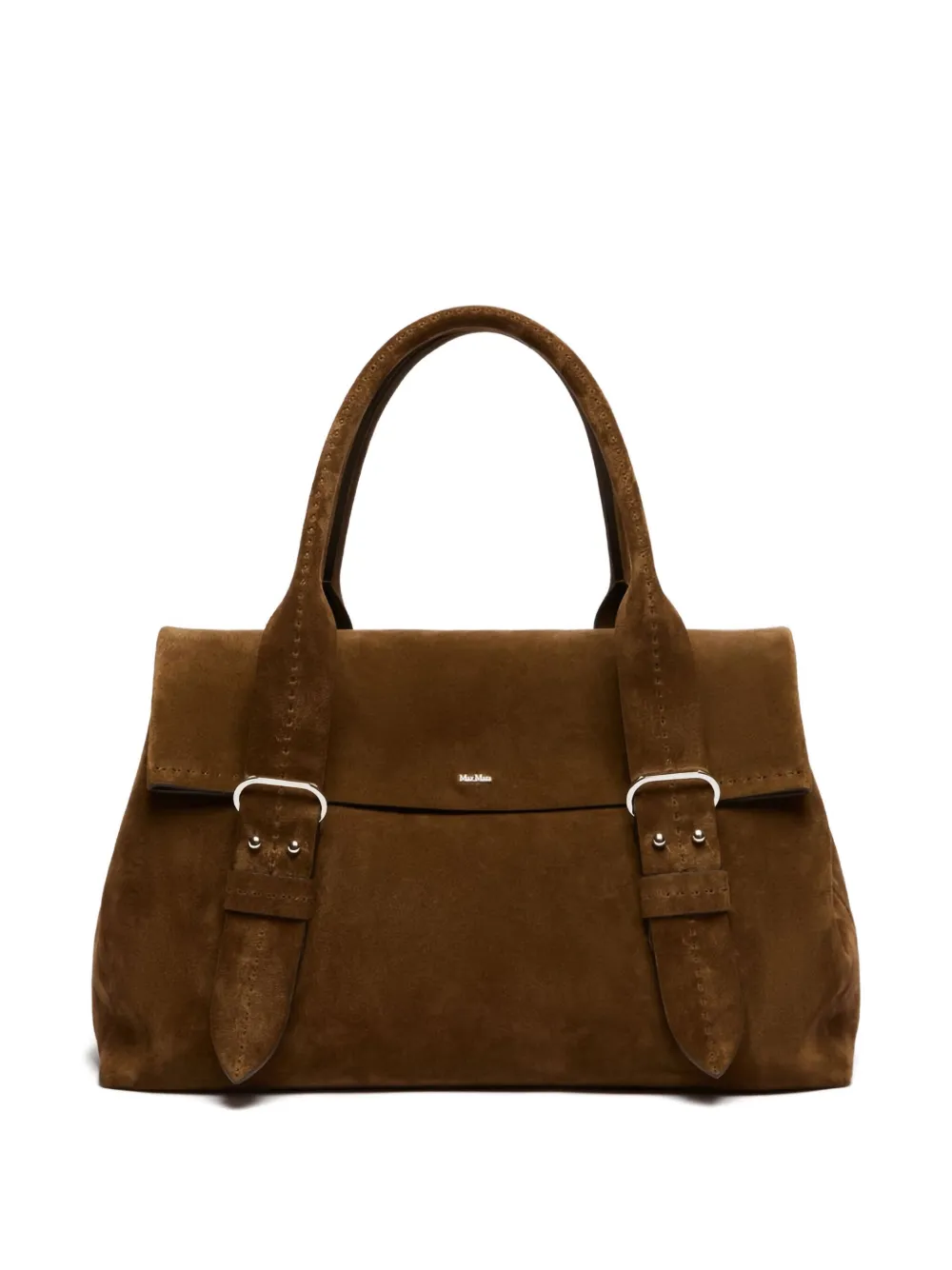 Max Mara Suède handtas met gespdetail Bruin