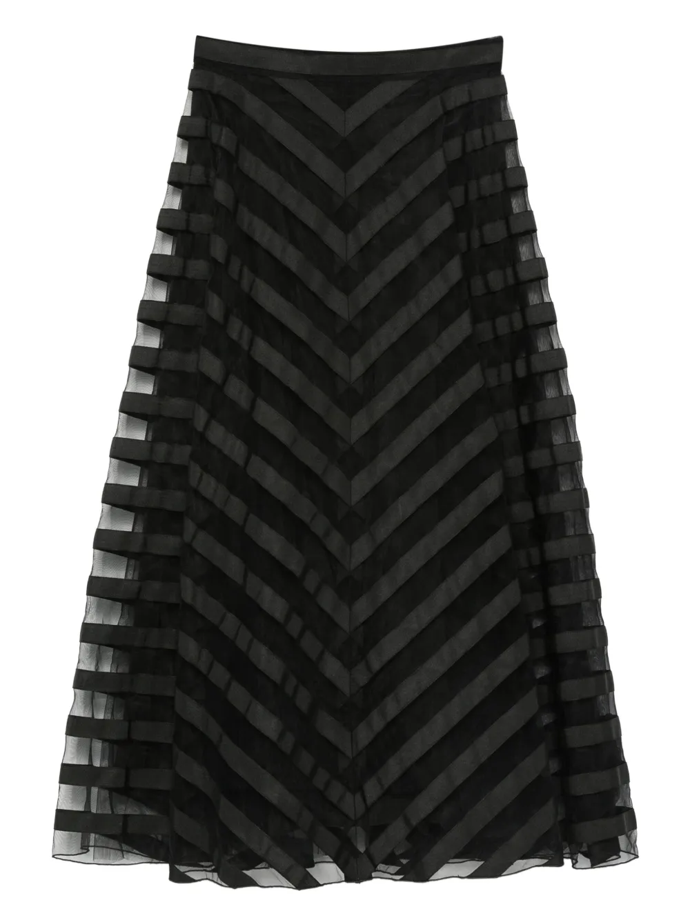 P.A.R.O.S.H. Gestreepte midi-rok met chevron streep Zwart