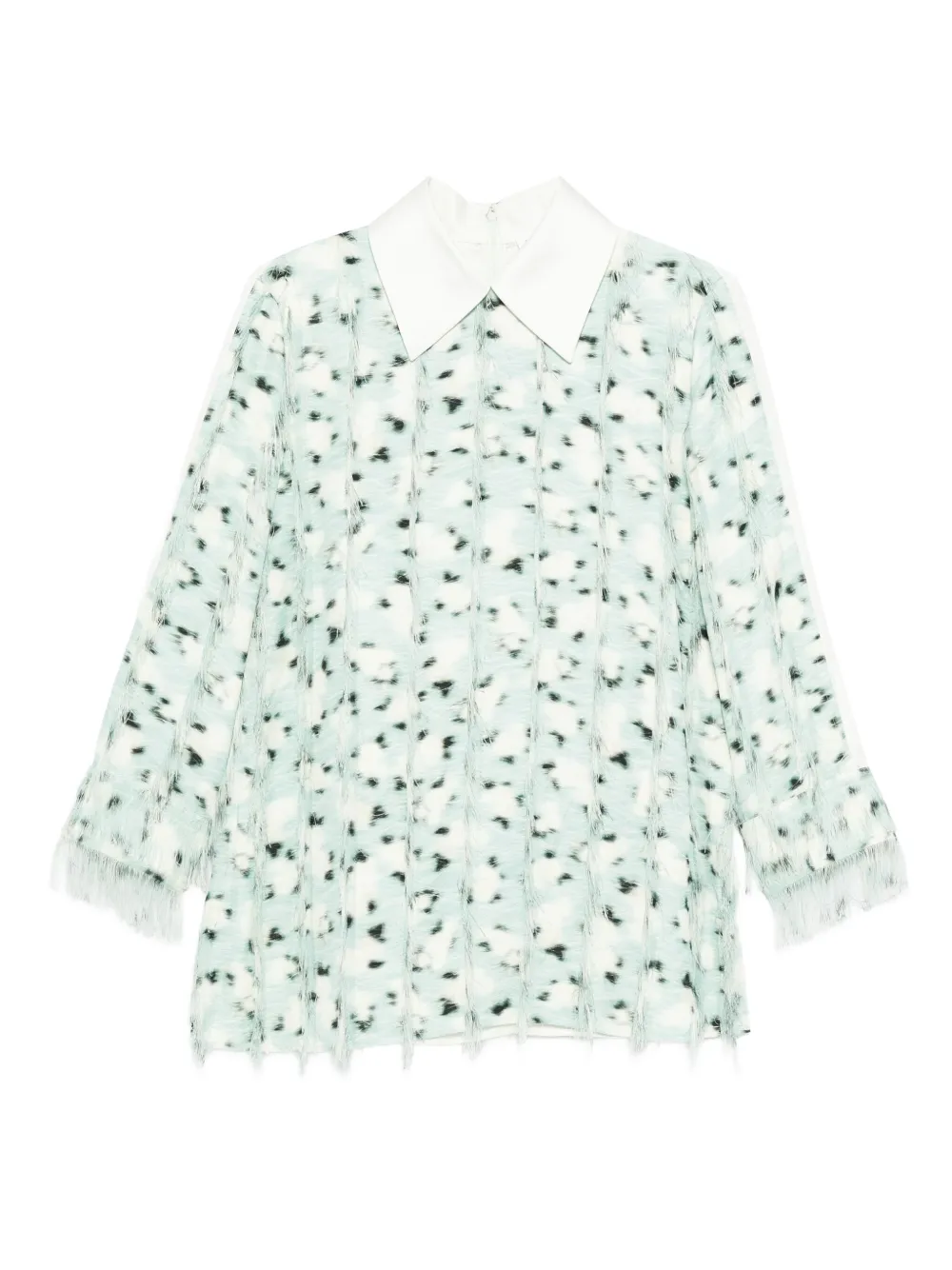 Jil Sander fringed printed top Blauw