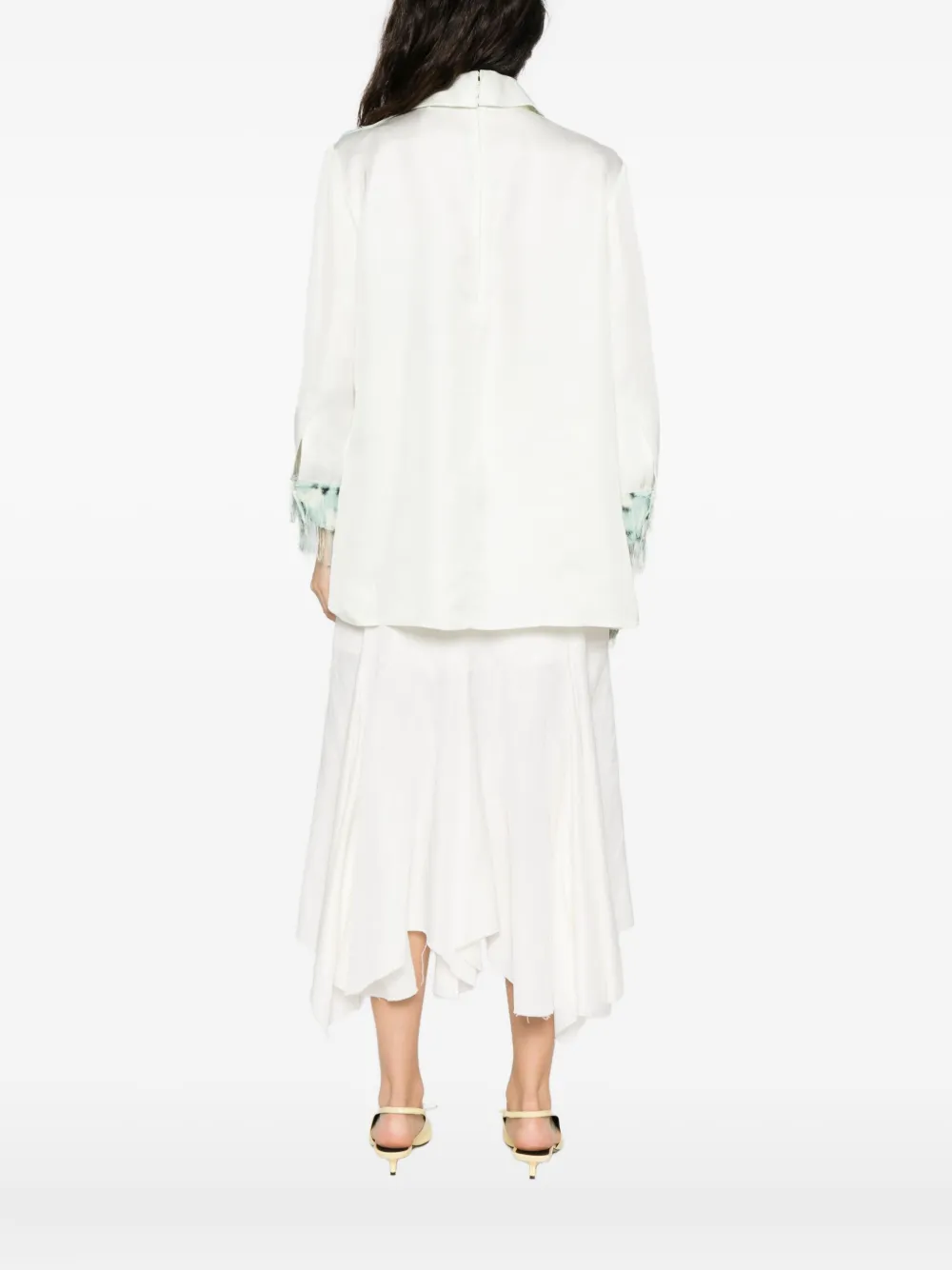 Jil Sander fringed printed top Blauw
