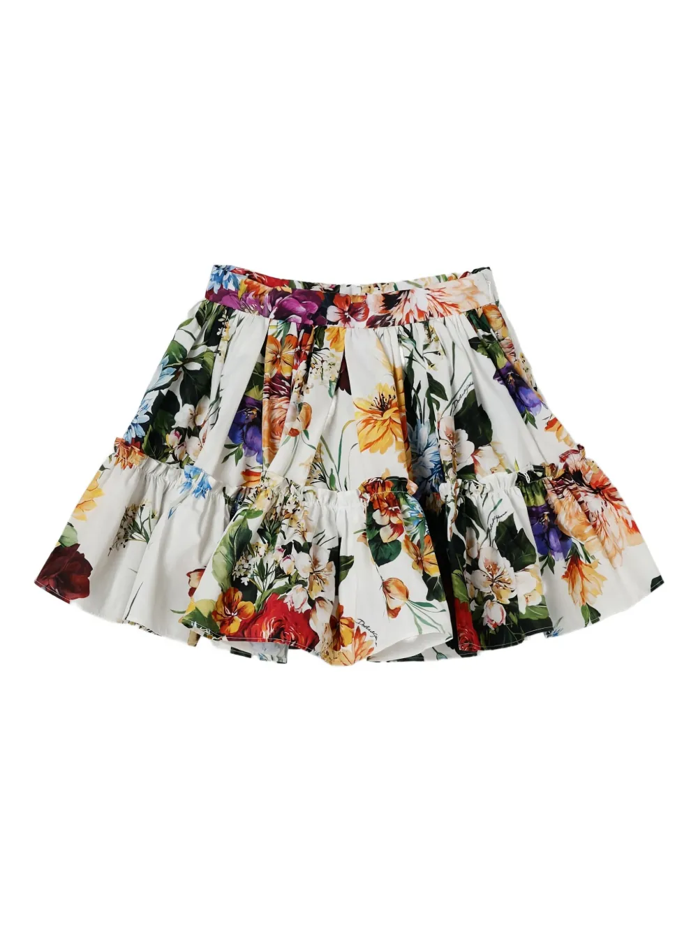 Dolce & Gabbana Kids ruffled floral mini skirt - Bianco