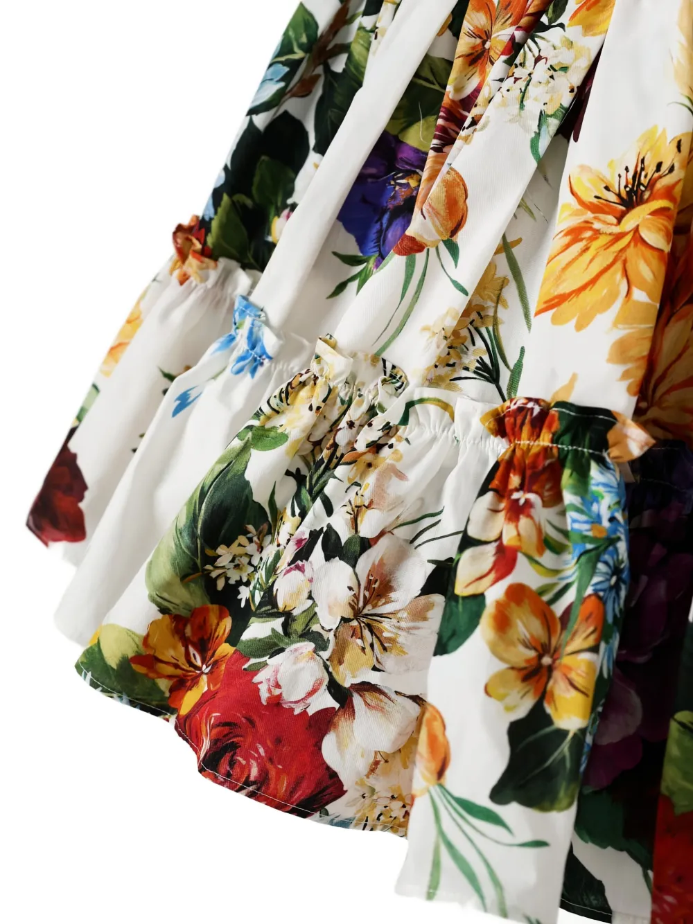 Dolce & Gabbana Kids Mini-rok met ruches en bloemenprint Wit