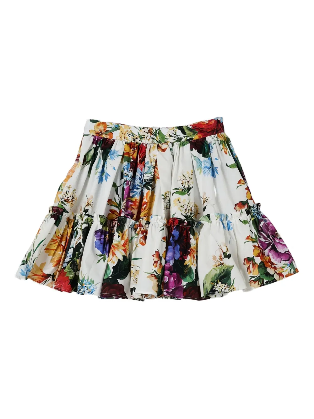 Dolce & Gabbana Kids Mini-rok met ruches en bloemenprint Wit