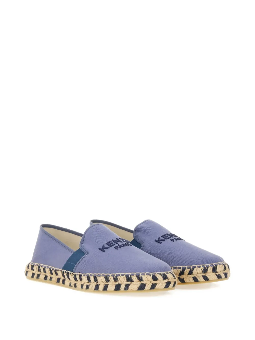 Kenzo Embroidered-logo Cotton Espadrilles In Blue