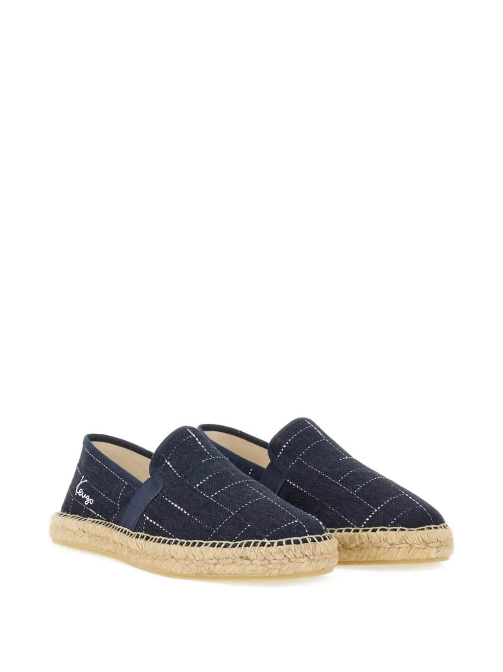 Kenzo Logo Embroidered Round Toe Espadrilles In Blue
