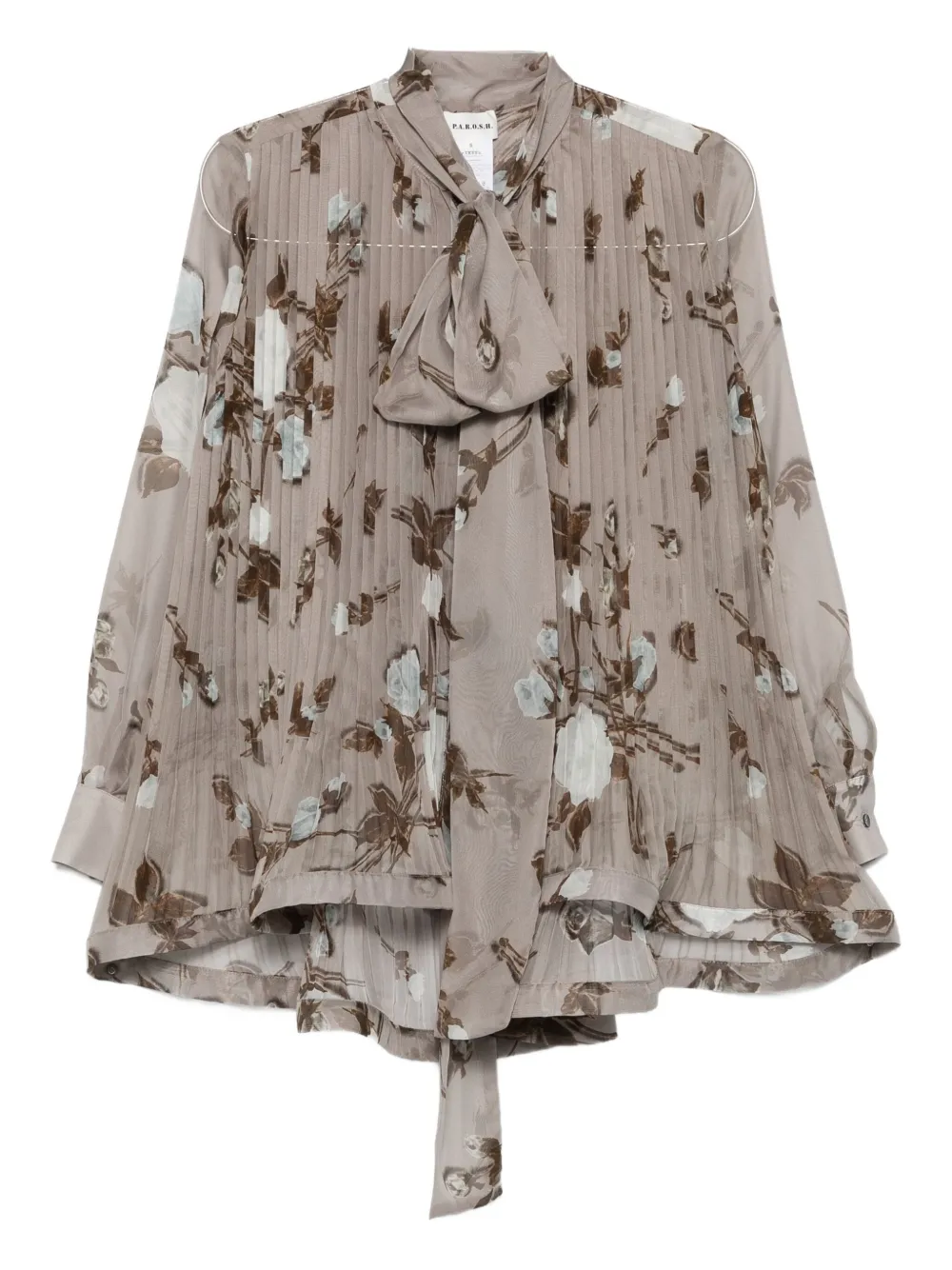 P.A.R.O.S.H. pleated floral-print blouse Grijs