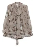 P.A.R.O.S.H. pleated floral-print blouse - Grey