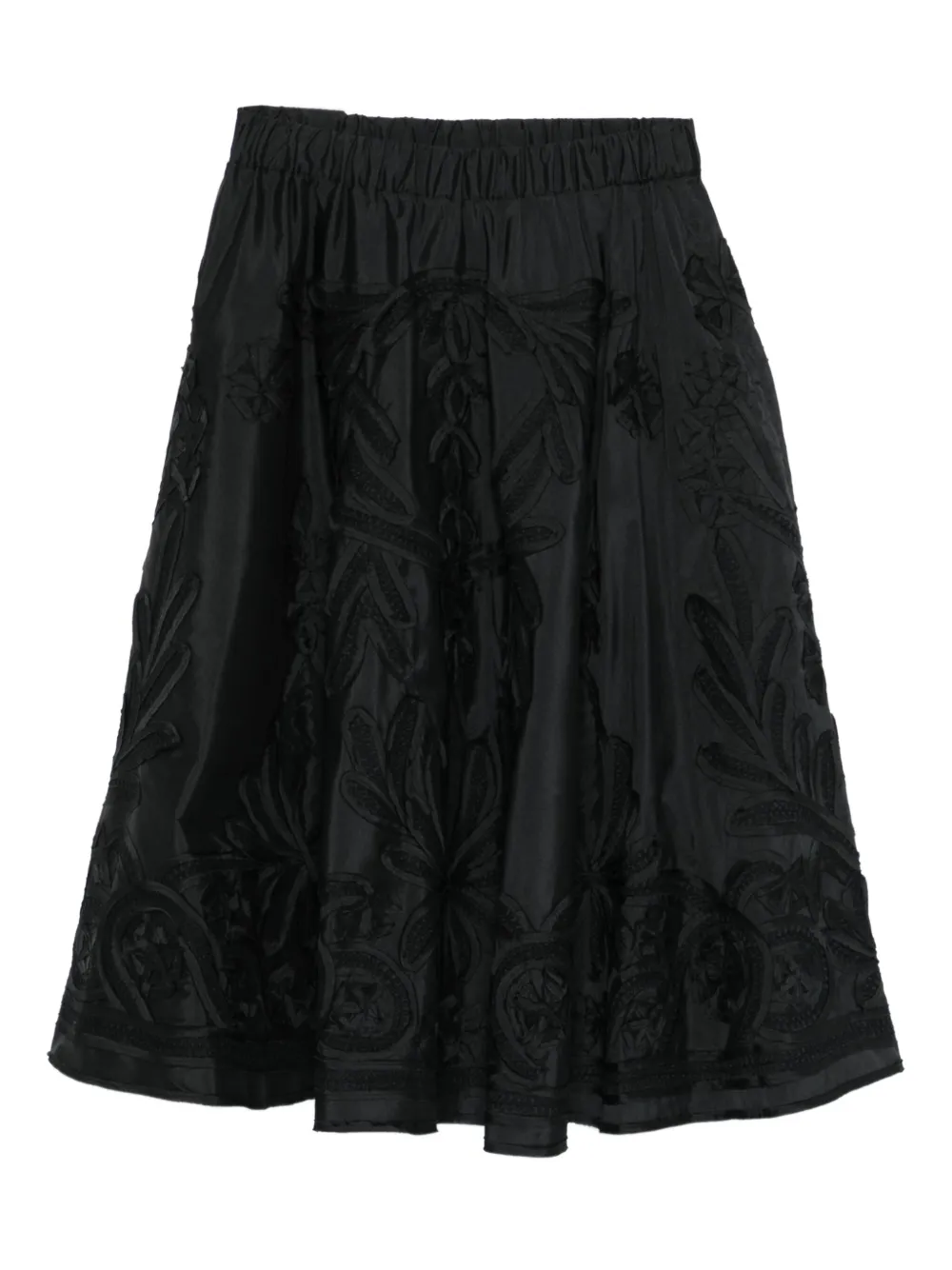 P.a.r.o.s.h Embroidered-flowers Midi Skirt In Black