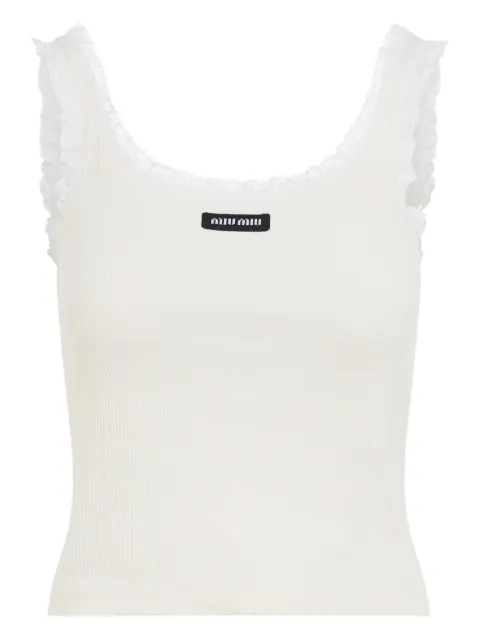 Miu Miu lace-trimmed ribbed top