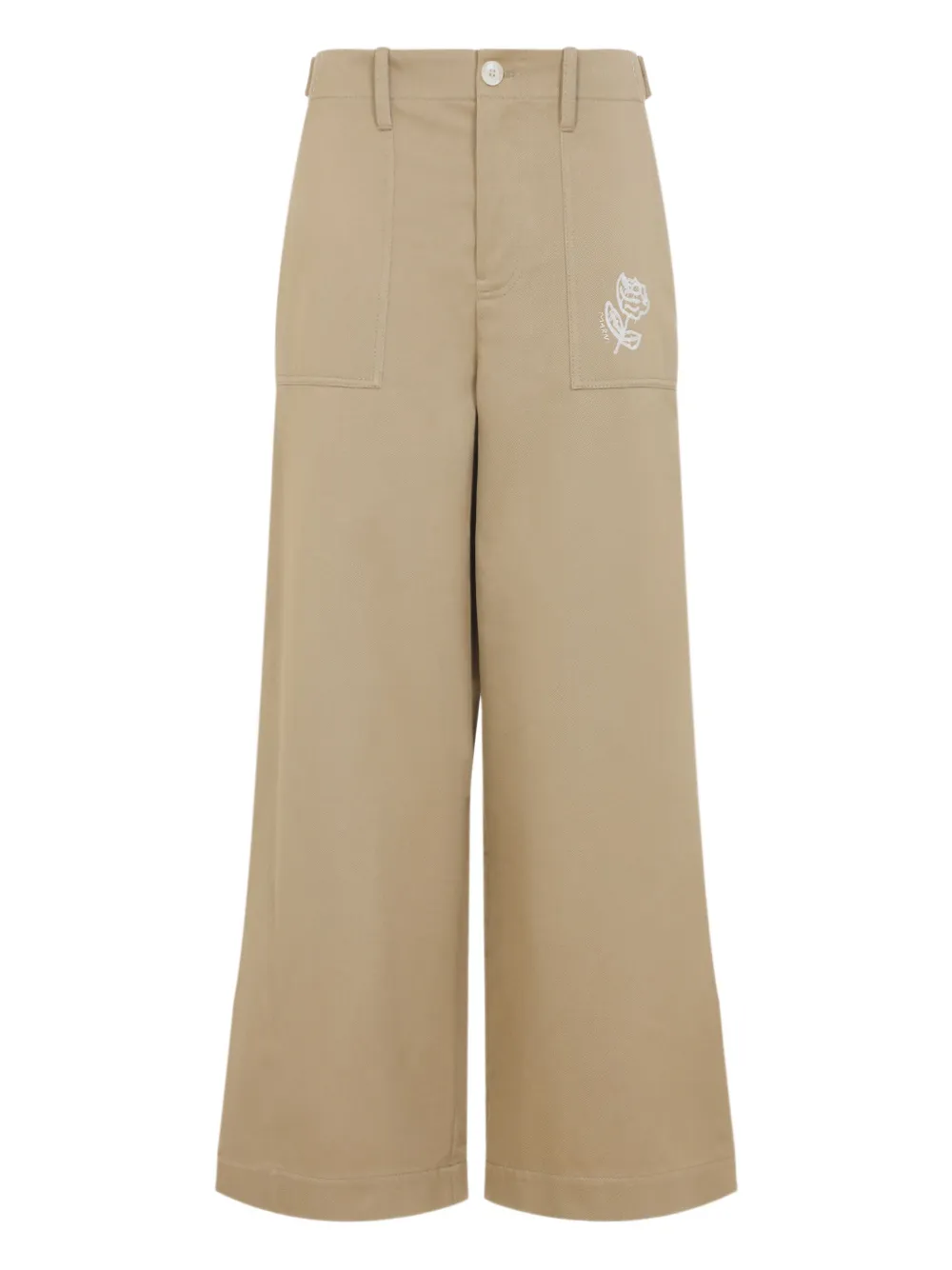 Marni rose-embroidered pocket trousers Beige