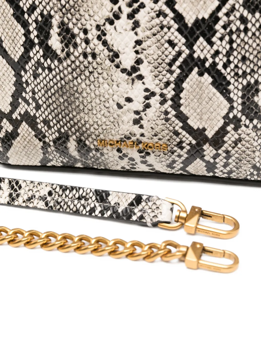 Michael Kors small Bryant snakeskin-print chain-strap shoulder bag Beige