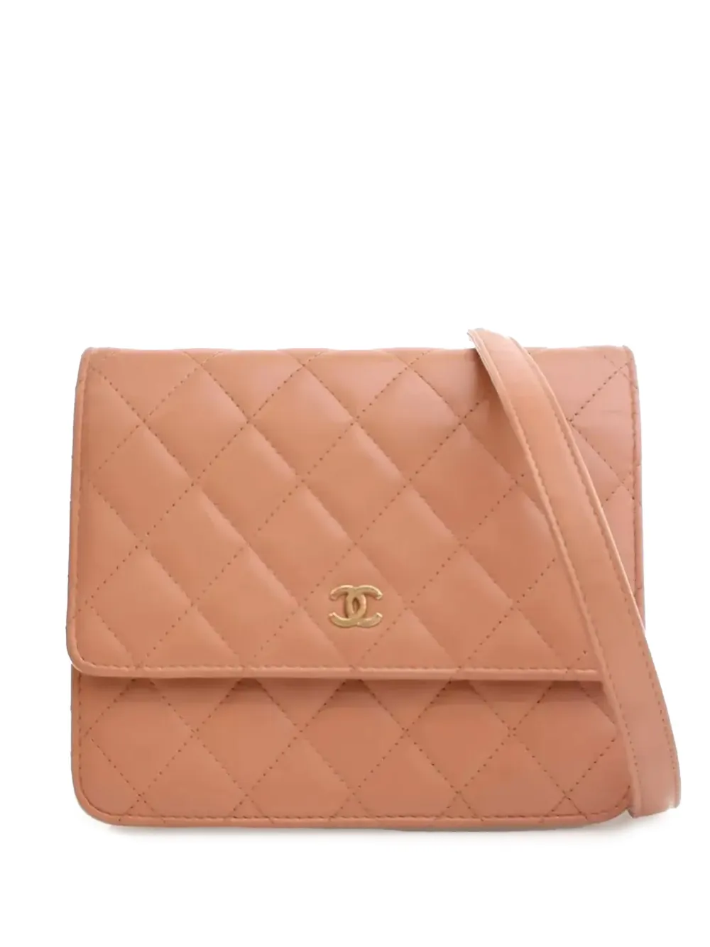 CHANEL Pre-Owned 2017-2018 マトラッセ ラムスキン スクエア ウォレット オン チェーン ショルダーバッグ - CHANEL Pre-Owned 2017-2018 マトラッセ ラムスキン スクエア ウォレット オン チェーン ショルダーバッグ -