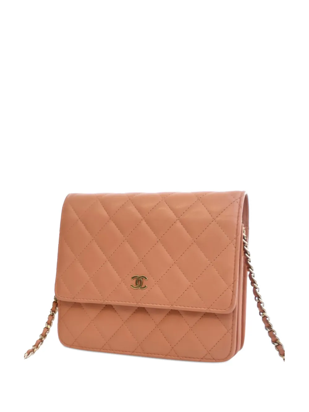 Pre-owned Chanel 2017-2018 Quilted Lambskin Square Wallet On Chain Crossbody Bag