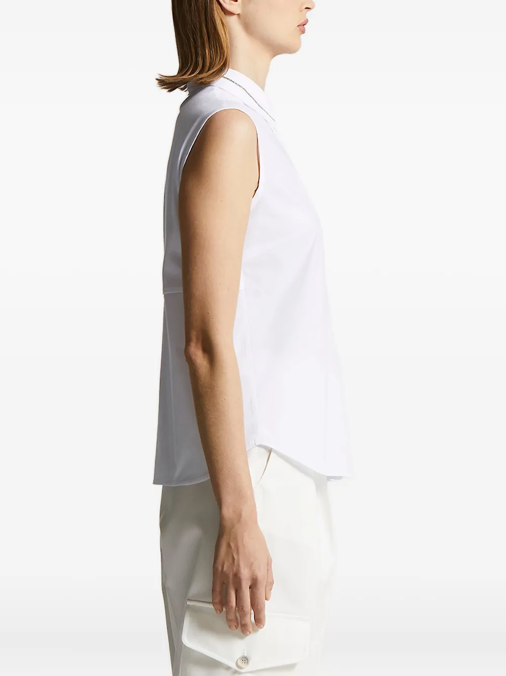 Peserico chain-trimmed sleeveless shirt - Wit