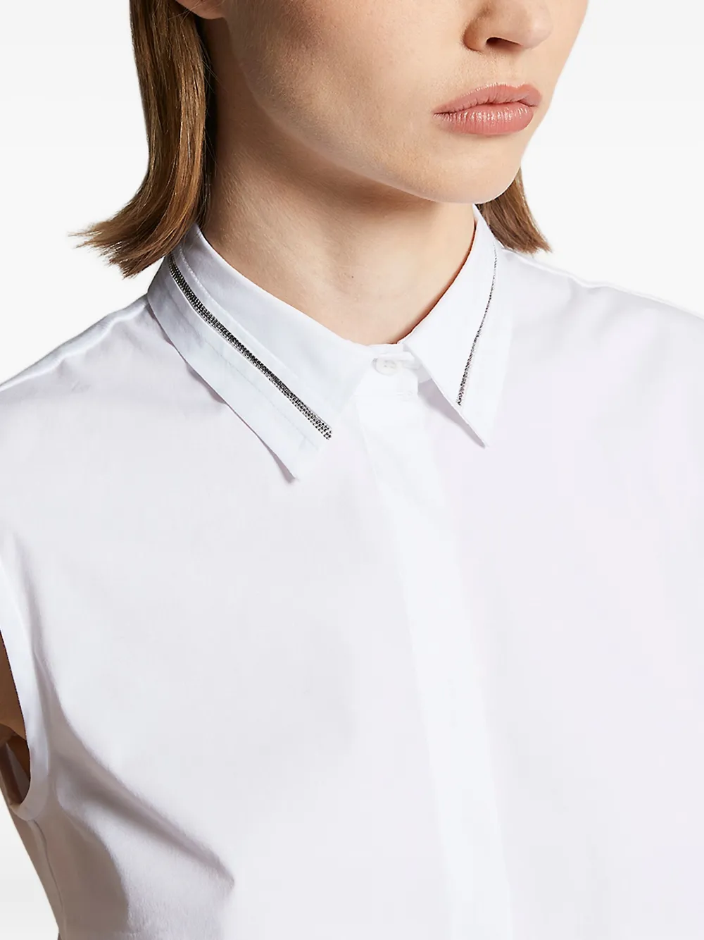 Peserico chain-trimmed sleeveless shirt Wit
