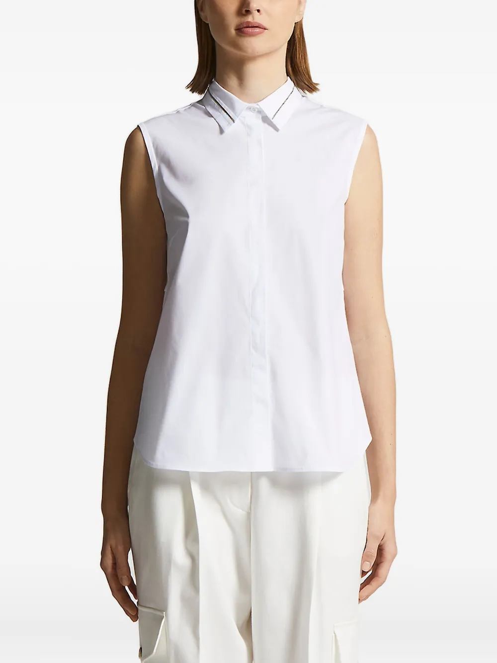 Peserico chain-trimmed sleeveless shirt Wit
