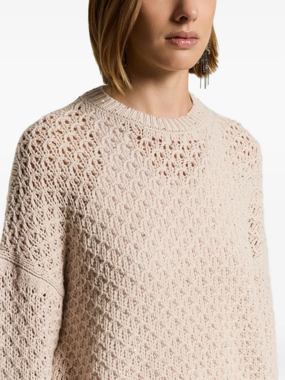 Peserico Open-knit Sweater In Neutral