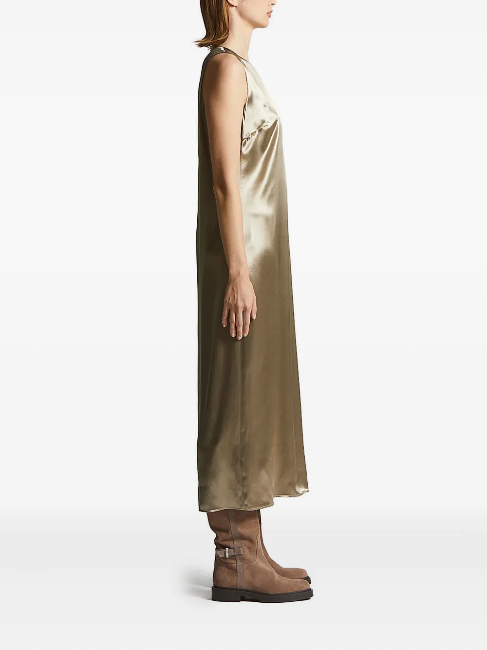 Peserico embellished side-split midi dress Goud