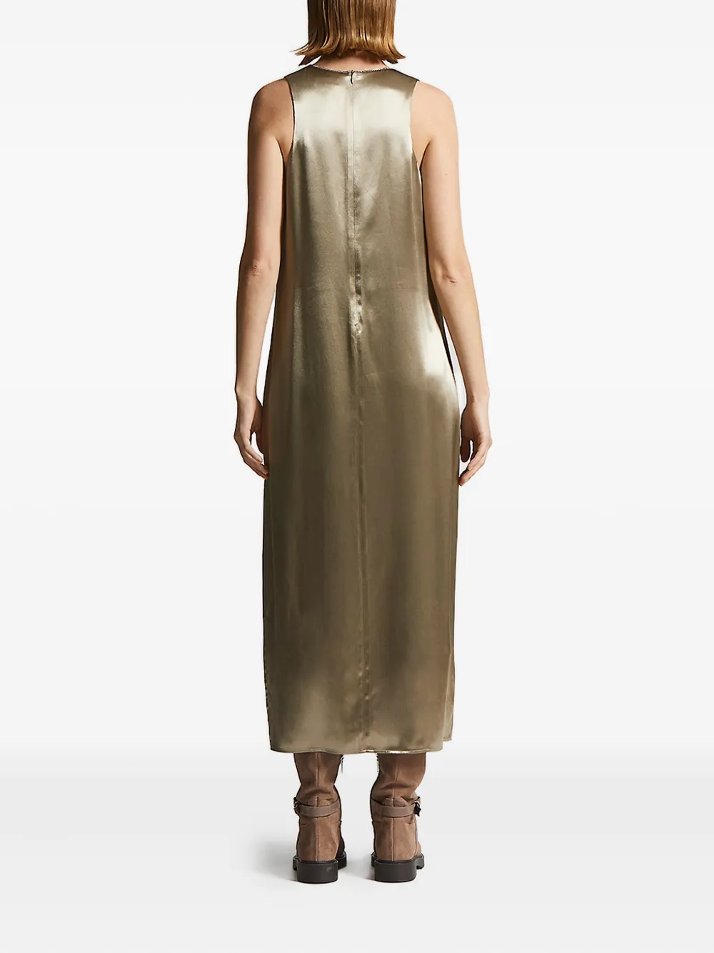 Peserico embellished side-split midi dress Goud
