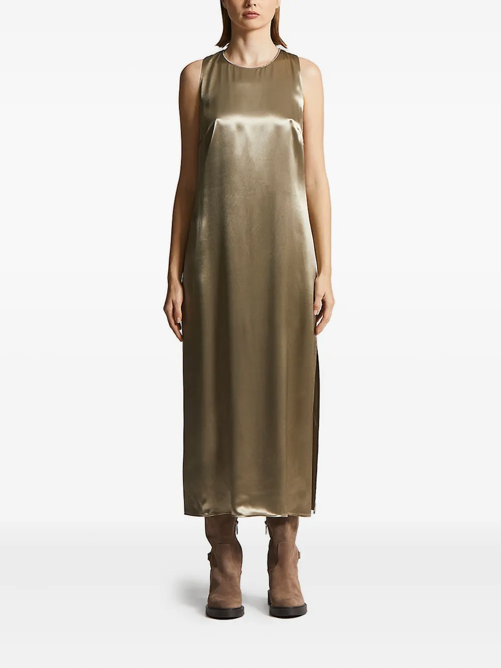 Peserico embellished side-split midi dress Goud