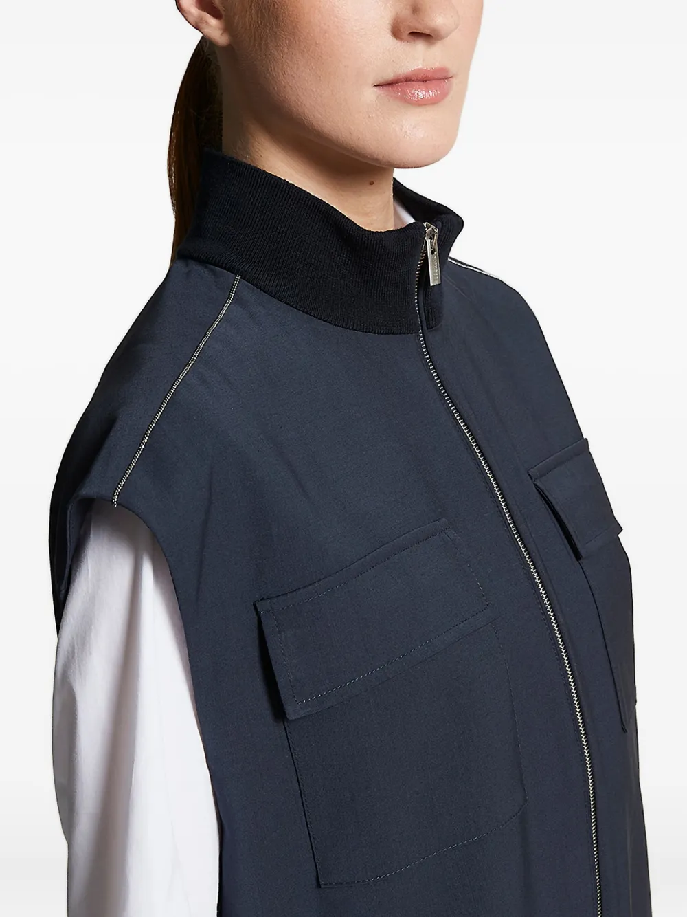 Peserico zip-front gilet Zwart