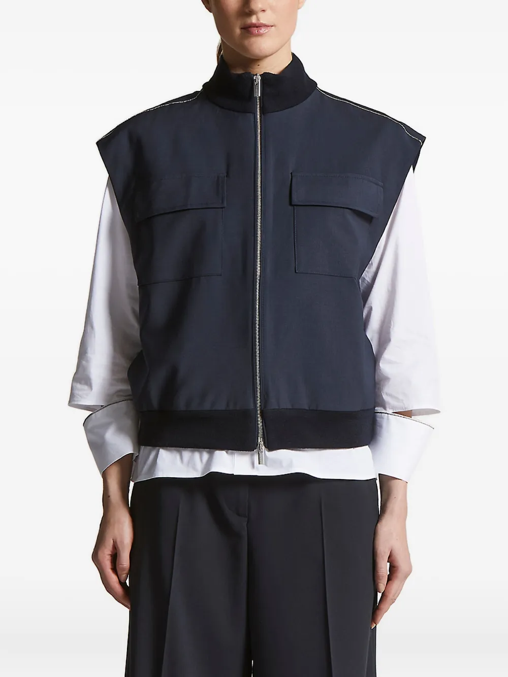 Peserico zip-front gilet Zwart