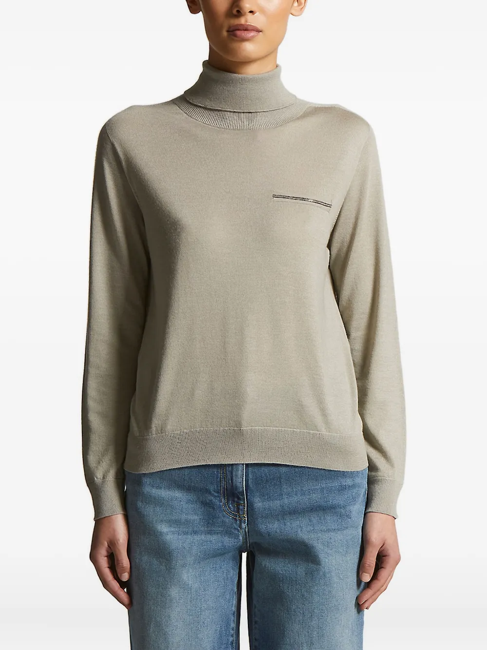 Peserico zip-detail turtleneck sweater Groen