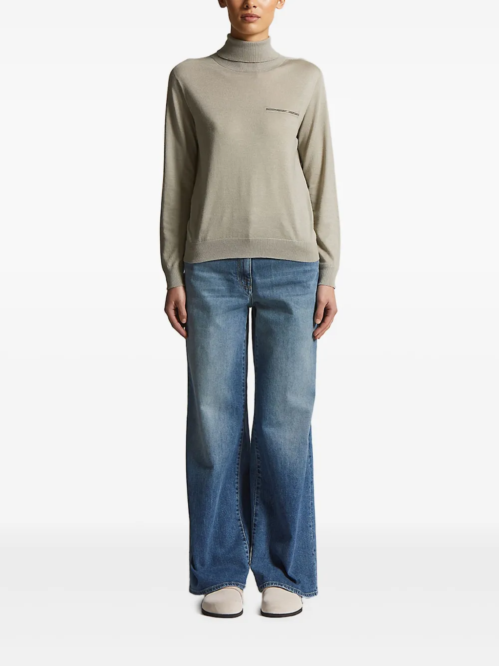 Peserico zip-detail turtleneck sweater | Knitted Sweaters | Image 2