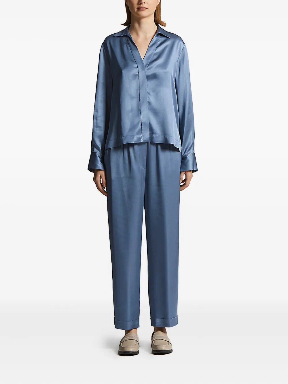 Peserico elastic-waist trousers - Blauw