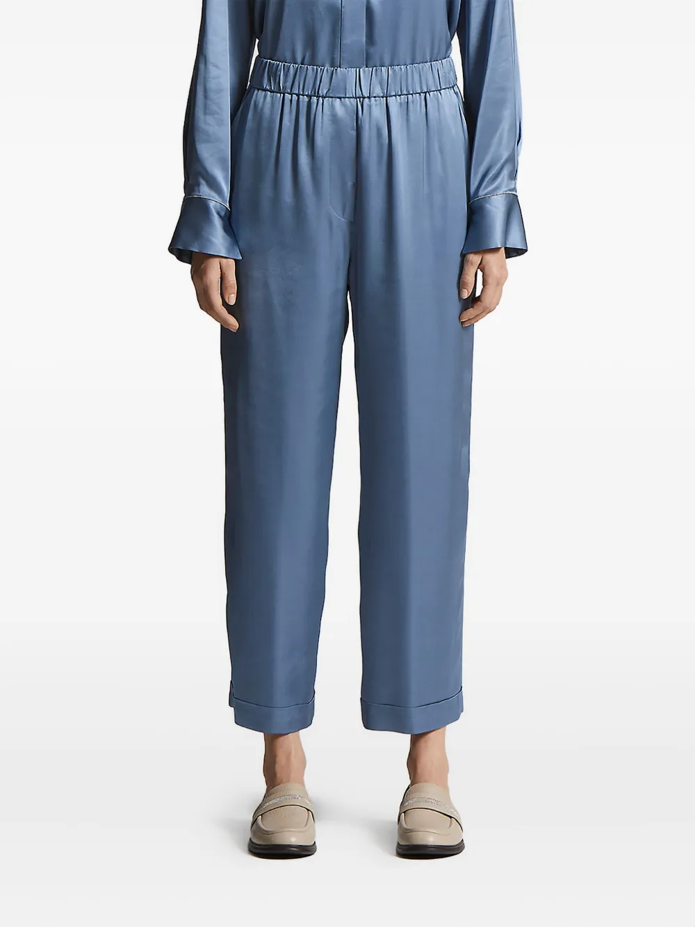 Peserico elastic-waist trousers Blauw