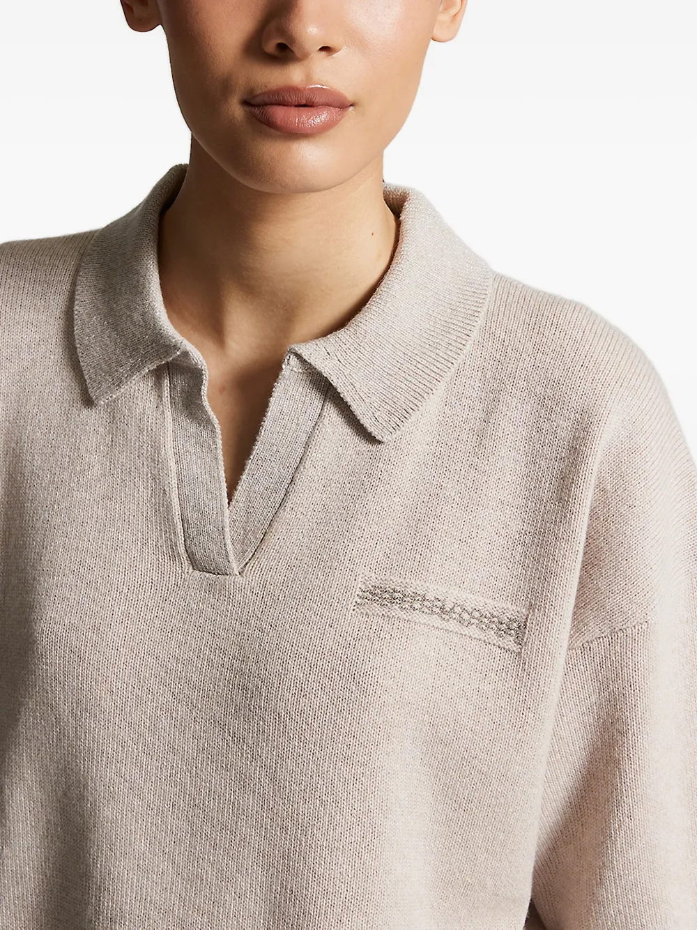 Peserico short-sleeve embellished knitted top Beige