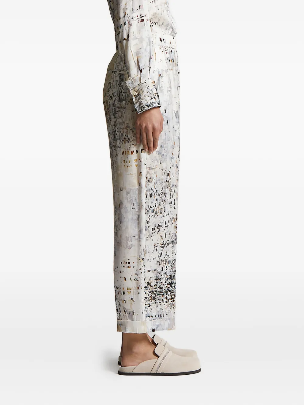 Peserico abstract-print elastic-waist trousers Wit