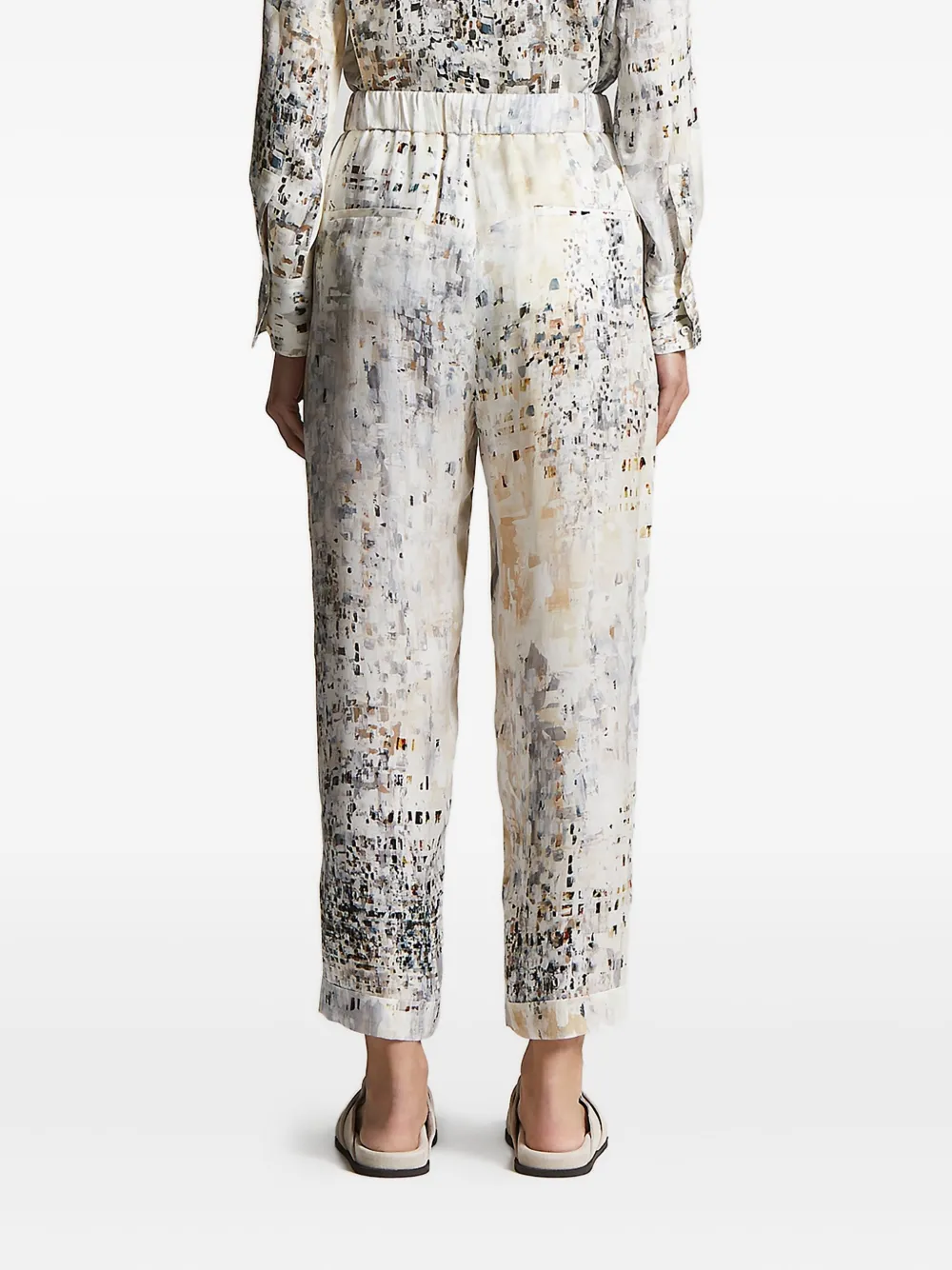Peserico abstract-print elastic-waist trousers Wit