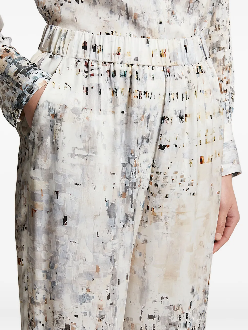 Peserico abstract-print elastic-waist trousers Wit