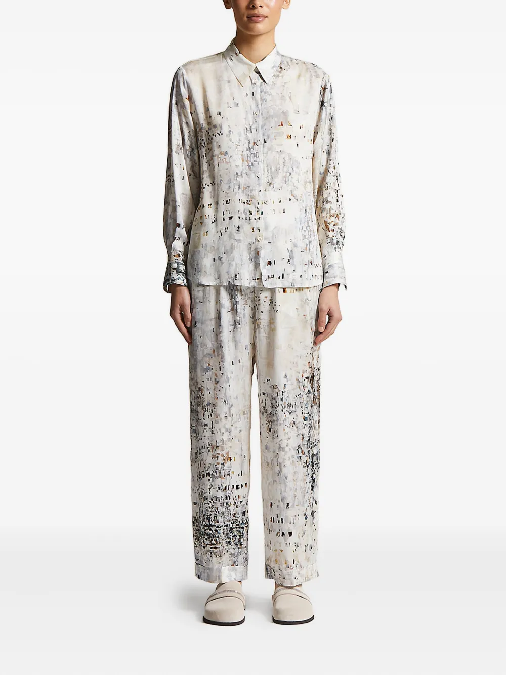Peserico abstract-print elastic-waist trousers - Wit
