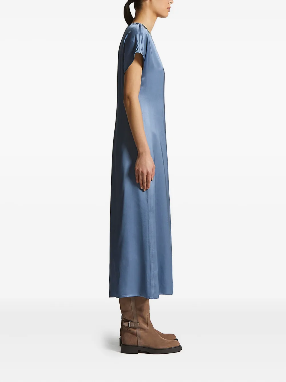 Peserico embellished satin midi dress Blauw