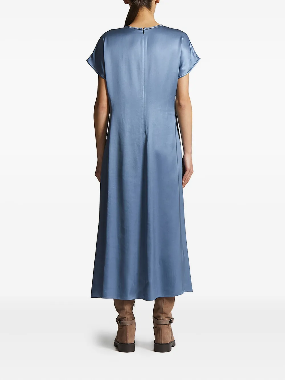 Peserico embellished satin midi dress Blauw