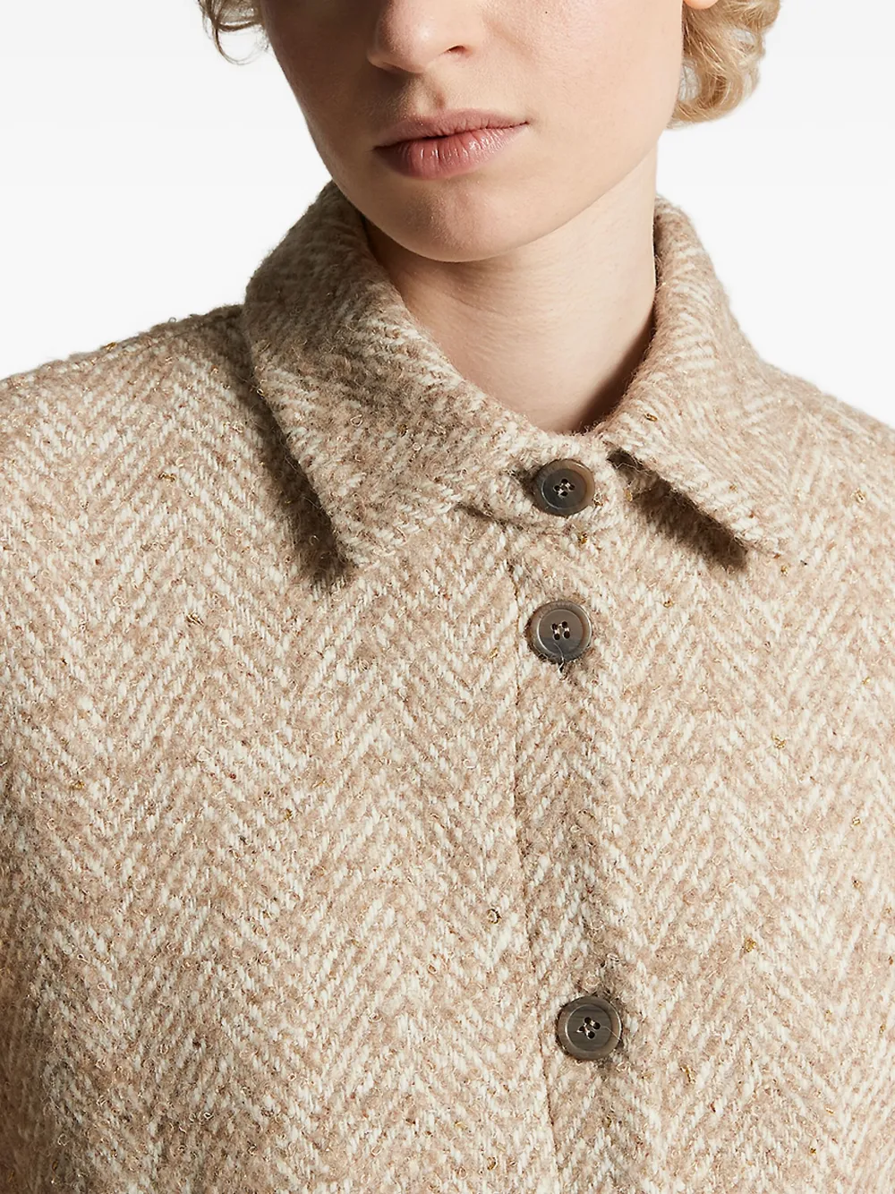 Peserico herringbone button jacket Beige