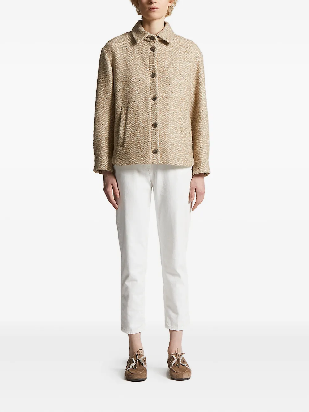 Peserico herringbone button jacket Beige