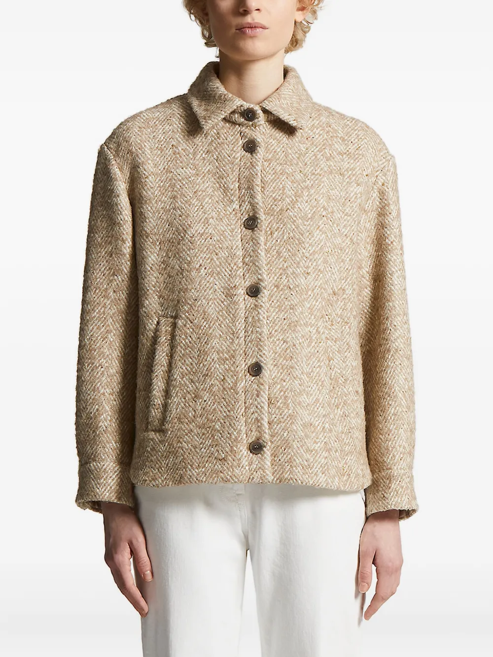 Peserico herringbone button jacket Beige