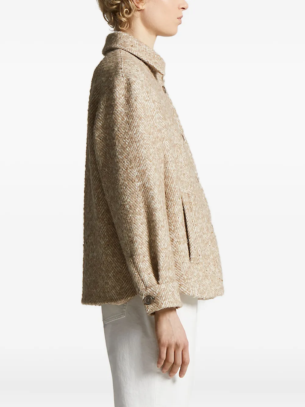 Peserico herringbone button jacket Beige