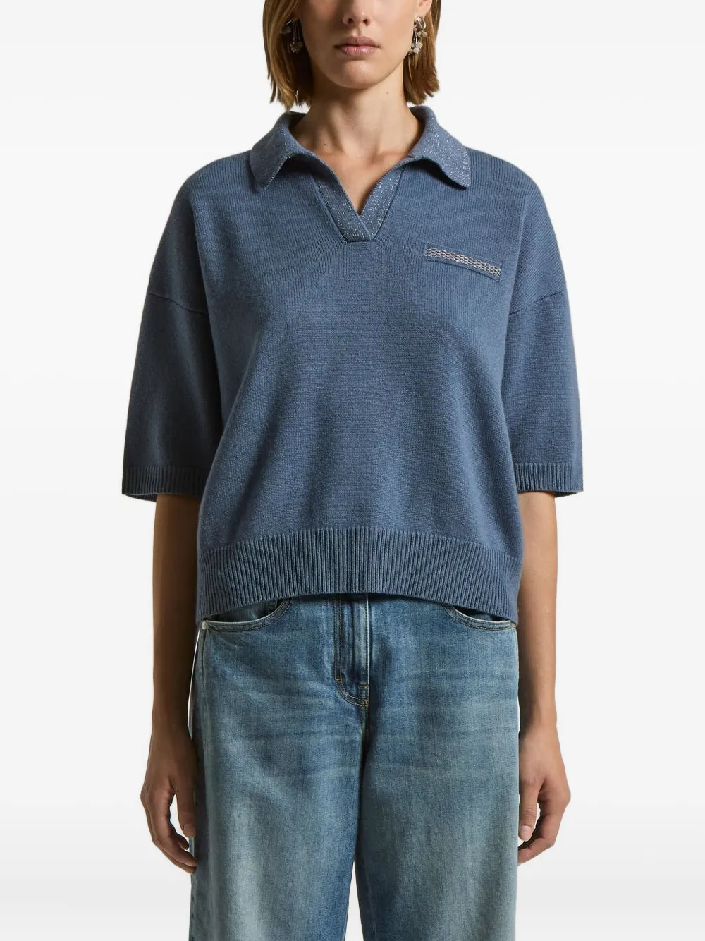 Peserico embellished polo-neck sweater | Blue | Image 1
