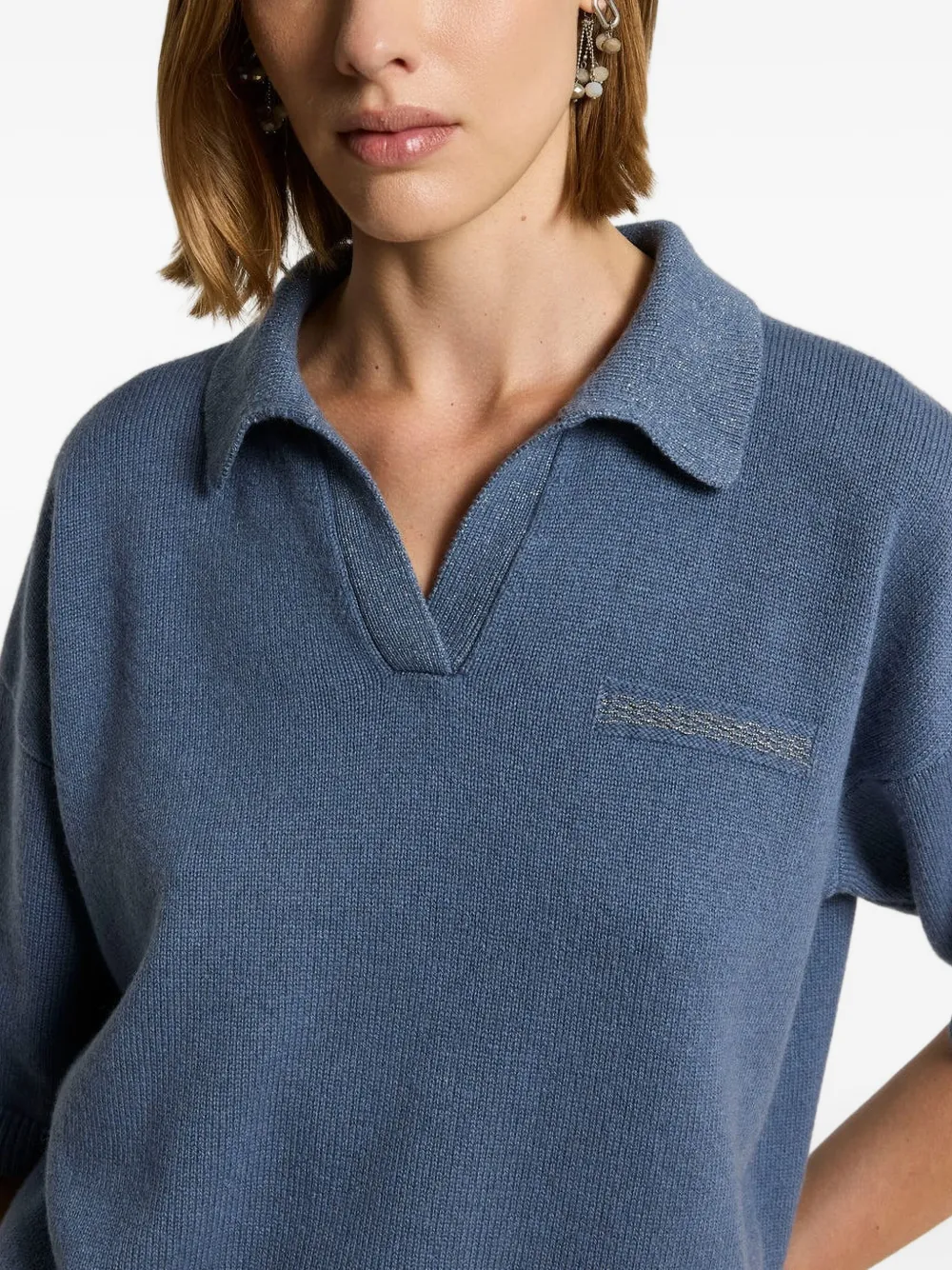 Peserico Verfraaide trui met polokraag Blauw