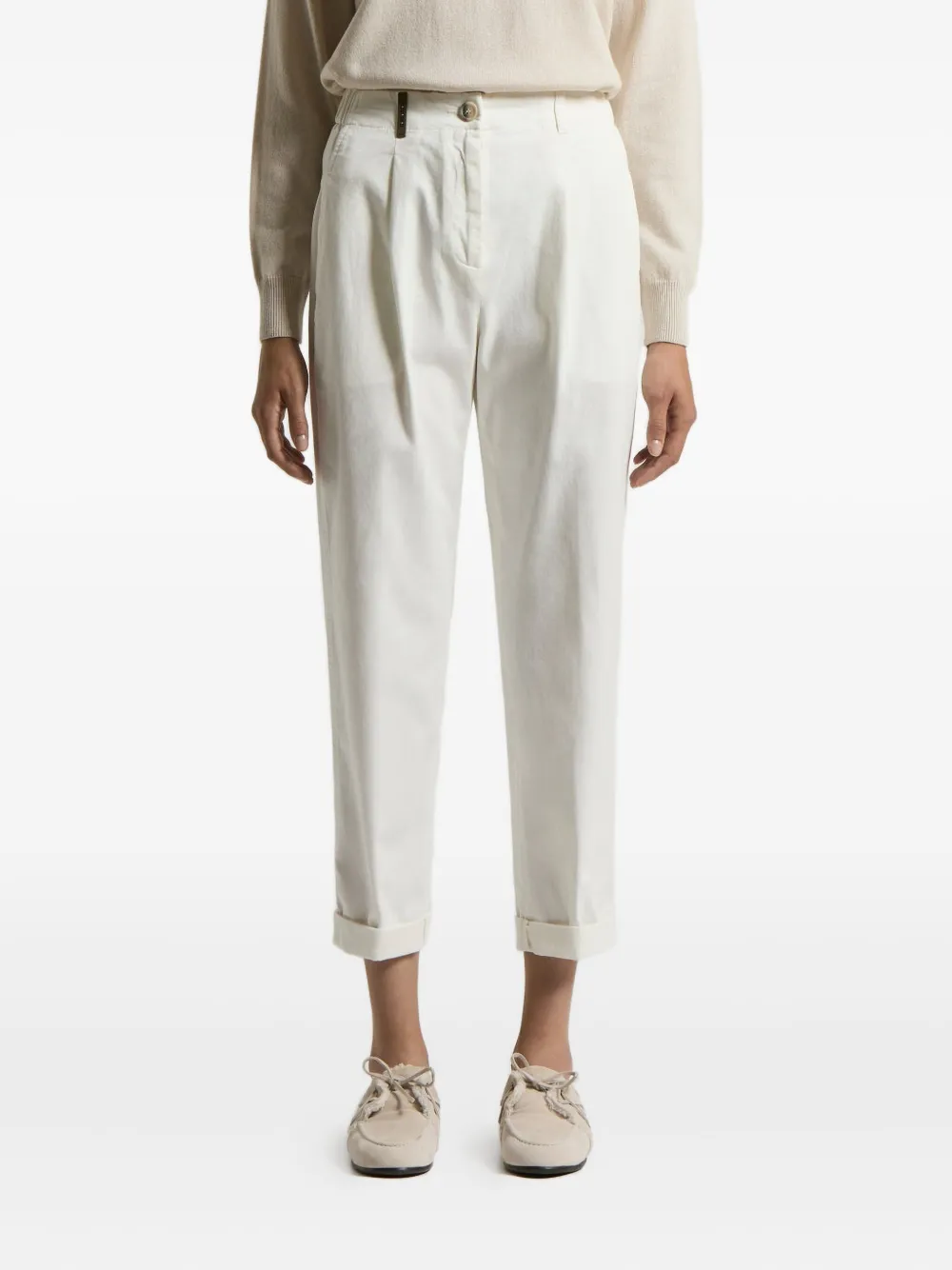 Peserico elastic-waistband trousers | White | Image 1