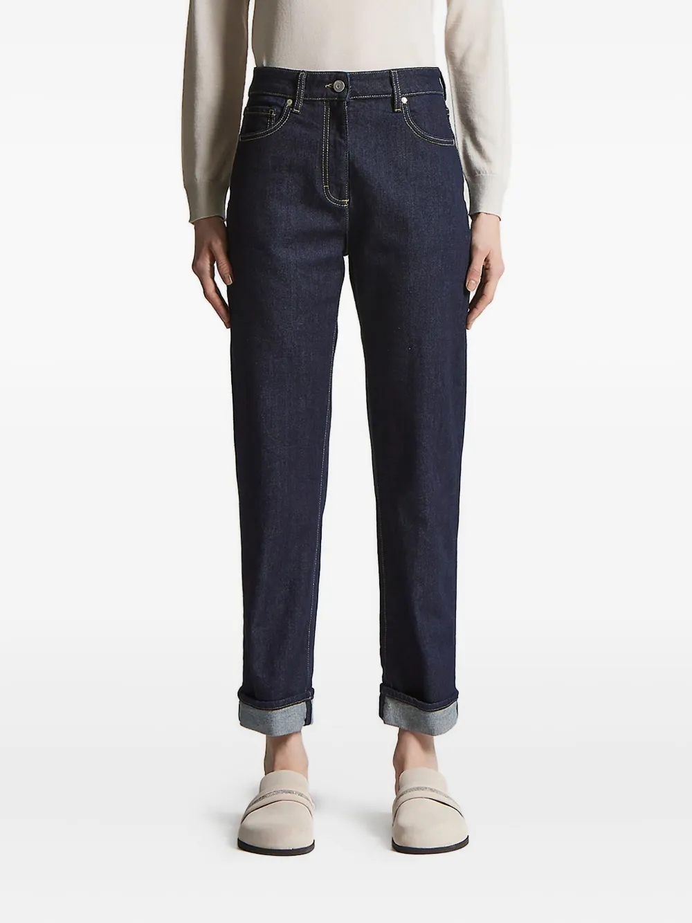 Peserico cuffed five-pocket denim jeans Blauw