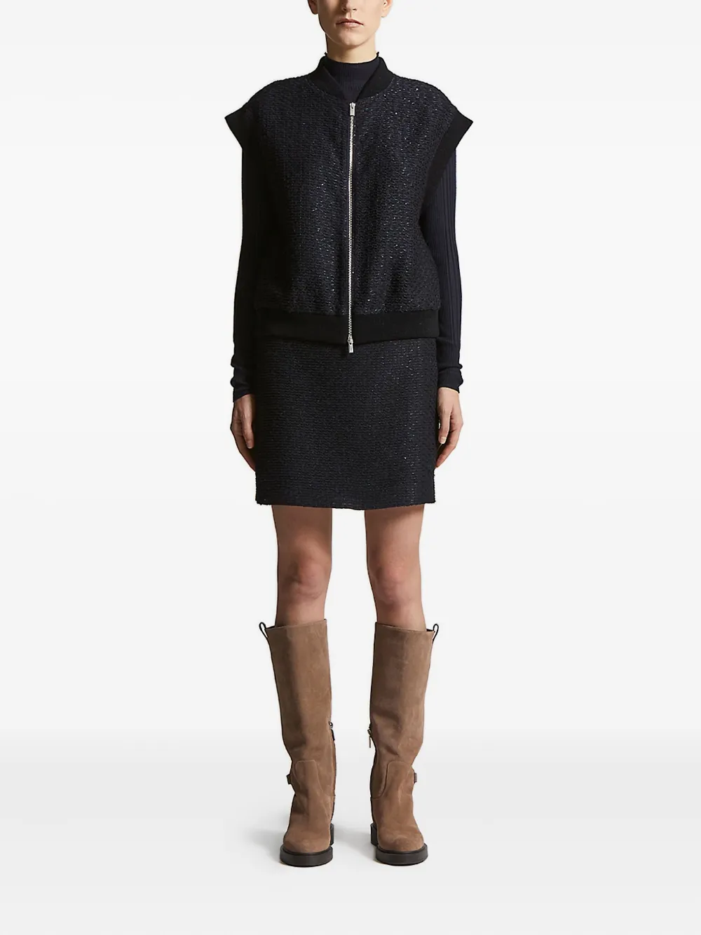 Peserico sequin-embellished sleeveless hoodie - Zwart